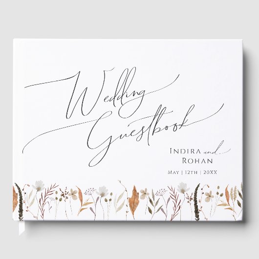 Boho Autumn Wildblume Wedding Guestbook Gästebuch (Vorderseite)