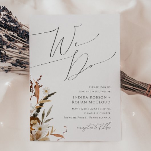 Boho Autumn Wildblume | Wir gehen Hochzeit Einladung