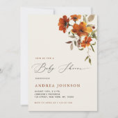 Boho Autumn Wildblumen Cosy Fall Babydusche Einladung (Vorderseite)
