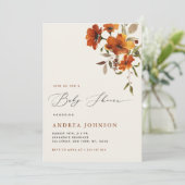 Boho Autumn Wildblumen Cosy Fall Babydusche Einladung (Stehend Vorderseite)