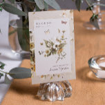 Boho Autumn Wildblumen | Hochzeit Tischnummer<br><div class="desc">Tischnummern verbessern das Aussehen Ihrer Tischdecke und legen die Touch auf Ihren besonderen Tag. Personalisierter Textdruck der Namen oder Zahlen Ihrer Tabellen. Rustikal getrocknetes Gras, Blätter und Vintag getrocknete gepresste Wildblumen. Weiche grüne Blätter, Rostkupfer-Akzente und florale Erdtöne verleihen der Palette ein natürliches und Bio Gefühl. Während neutraler Champagner und Weiß...</div>