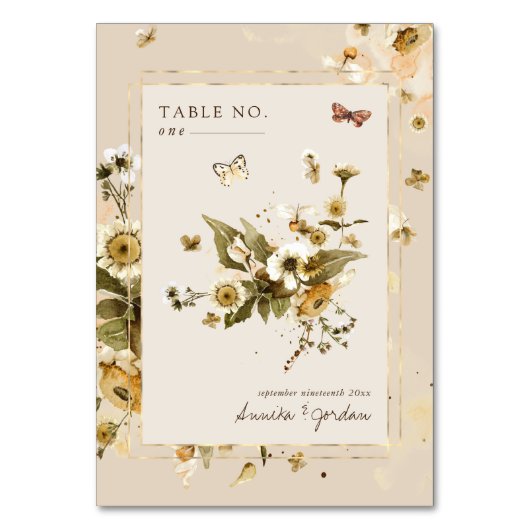 Boho Autumn Wildblumen | Hochzeit Tischnummer (Rückseite)