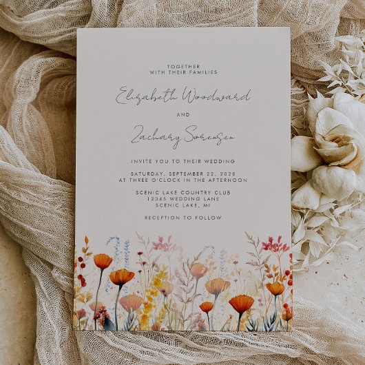 Boho Autumn Wildblumen Watercolor Floral Wedding Einladung