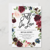 Boho Autumn Wreath Fall in Liebe Brautparty Einladung (Vorderseite)