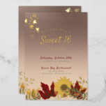 Boho Autumnal Chic Sweet 16 Einladung<br><div class="desc">Terra Cotta, Goldfarben und dunkelrosa laden Sie zu diesem 16. Herbsttag ein, bei dem Sonnenblumen, Blätter aus rotem Ahorn, Eichenakornen, Weinzweig und Herbstlaub zu einem Besuch einladen. Die Textfelder sind anpassbar und erlauben es Ihnen, möglichst viele Details zu geben, um Eltern zu beruhigen. Gebürstetes Skript und Serif typografischer Text sind...</div>