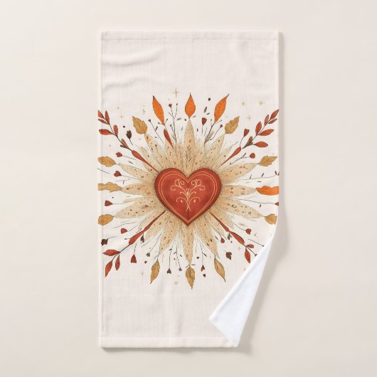 Boho Autumnal Heart Illustration Handtuch (Handtuch)