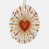 Boho Autumnal Heart Illustration Keramik Ornament (Rechts)