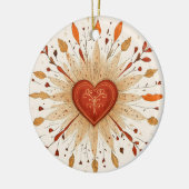 Boho Autumnal Heart Illustration Keramik Ornament (Links)