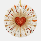 Boho Autumnal Heart Illustration Keramik Ornament (Hinten)