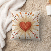 Boho Autumnal Heart Illustration Kissen (Decke)