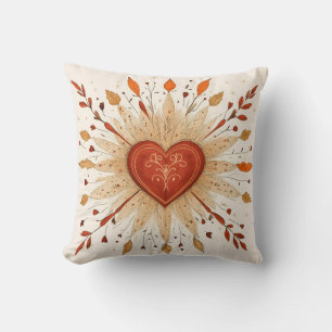 Boho Autumnal Heart Illustration Kissen