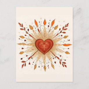 Boho Autumnal Heart Illustration Postkarte