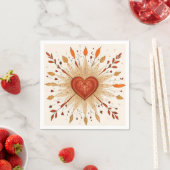 Boho Autumnal Heart Illustration Serviette (Beispiel)