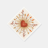 Boho Autumnal Heart Illustration Serviette (Ecke)