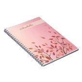 Boho Autumnal Pink Blätter individuelle Name Notizblock (Rechte Seite)