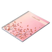 Boho Autumnal Pink Blätter individuelle Name Notizblock (Linke Seite)