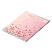 Boho Autumnal Pink Leaf individuelle Name Notizblock (Rotiert)