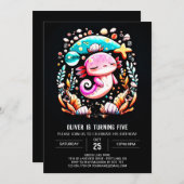 Boho Axolotl Custom Geburtstag Einladung (Vorne/Hinten)