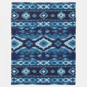 Boho Aztec Blue Knitted Design Fleecedecke (Vorderseite)