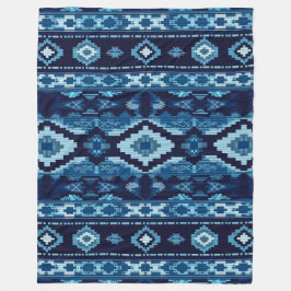 Boho Aztec Blue Knitted Design Fleecedecke
