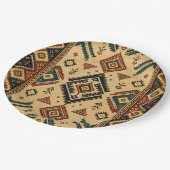 Boho Aztec-Stammes-Geometrisches Muster Runde Bedi Pappteller (Schrägansicht)