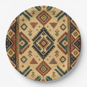 Boho Aztec-Stammes-Geometrisches Muster Runde Bedi Pappteller (Vorderseite)
