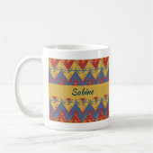 Boho Aztec Style Blue Red und Gold Kaffeetasse (Links)