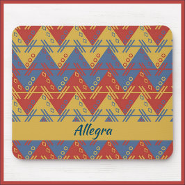 Boho Aztec Style Blue Red und Gold Mousepad