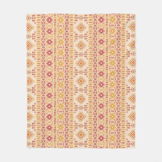 Boho Aztec Tribal Mudcloth in rosa Farbe + Orange Fleecedecke (Vorderseite)