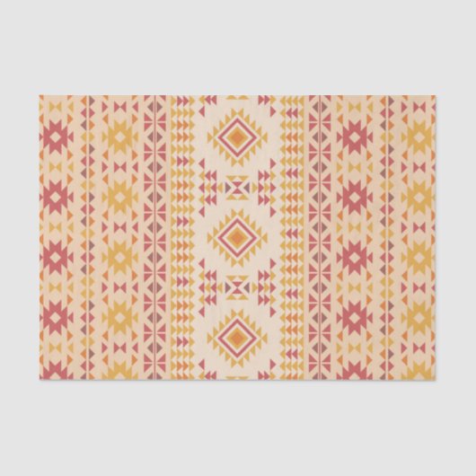 Boho Aztec Tribal Mudcloth in rosa Farbe + Orange Seidenpapier (Vorderseite)