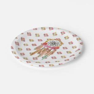 Boho aztekischer Aquarell-amerikanischer Pappteller