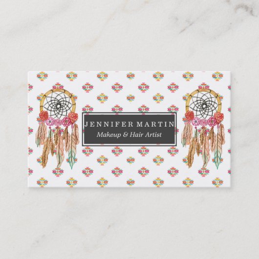 Boho aztekischer Aquarell-amerikanischer Visitenkarte (Vorderseite)