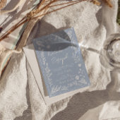 Boho Azure Blau Blumen Botanische QR-Code-Hochzeit Einladung
