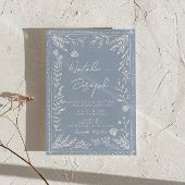 Boho Azure Blau Blumen Botanische QR-Code-Hochzeit Einladung