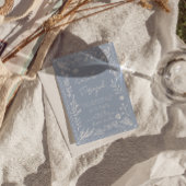 Boho Azure Blue Floral Botanical Photo Fun Wedding Einladung