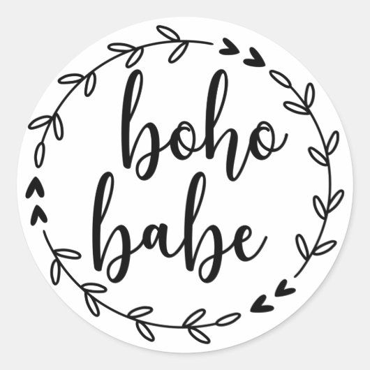 Boho Babe Wreath Runder Aufkleber (Vorderseite)