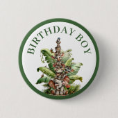 Boho Baby Animal Safari Birthday Button (Vorderseite)