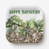 Boho Baby Animal Safari Birthday Pappteller (Vorderseite)