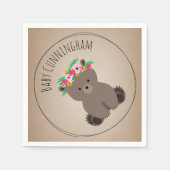 Boho Baby Bear Cub Babydusche Napkins Serviette (Vorderseite)