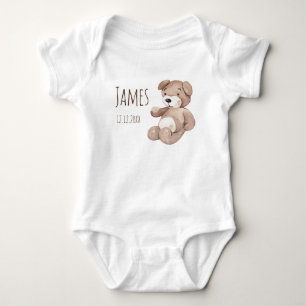 Boho Baby Beige Watercolor Bear Star Baby Bodysuit Strampler