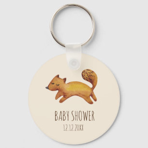 Boho Baby Beige Watercolor Fox Schlüsselanhänger