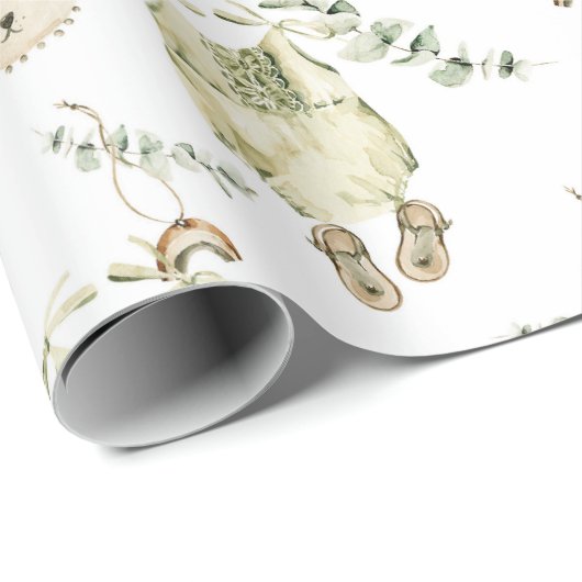 Boho Baby Bib Greenery Pattern Geschenkpapier (Rolleneckpunkt)