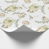 Boho-Baby-Bibs mit Grünmuster Geschenkpapier (Ecke)