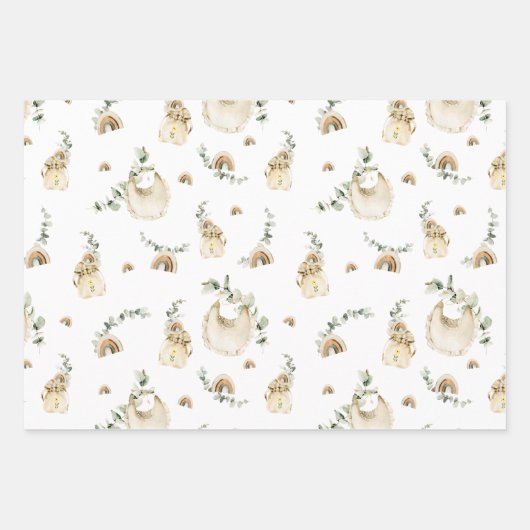 Boho Baby Bibs Rainbows Botanisches Vegetationsmus Geschenkpapier Set (Vorderseite)