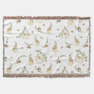 Boho-Baby-Bibs Regenbogen Botanisches Grünmuster Decke