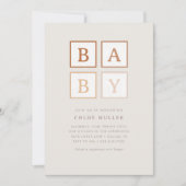 Boho Baby Blocks Simple Modern Terracotta | Einladung (Vorderseite)