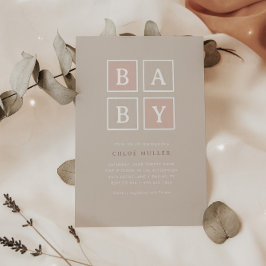 Boho Baby blockt dusty Pink Moderne Babydusche | Einladung