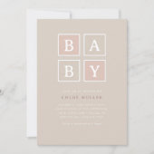 Boho Baby blockt dusty Pink Moderne Babydusche | Einladung (Vorderseite)