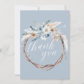 Boho Baby Blue Foto Wedding Dankeschön Card Einladung (Vorderseite)