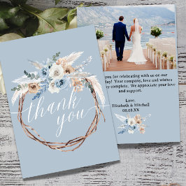 Boho Baby Blue Foto Wedding Dankeschön Card Einladung